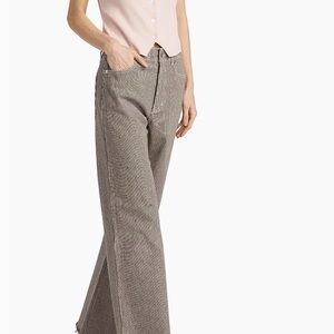 Veronica Beard Taylor Pinstripe High Rise Wide Leg Jean in Cedar, size 28